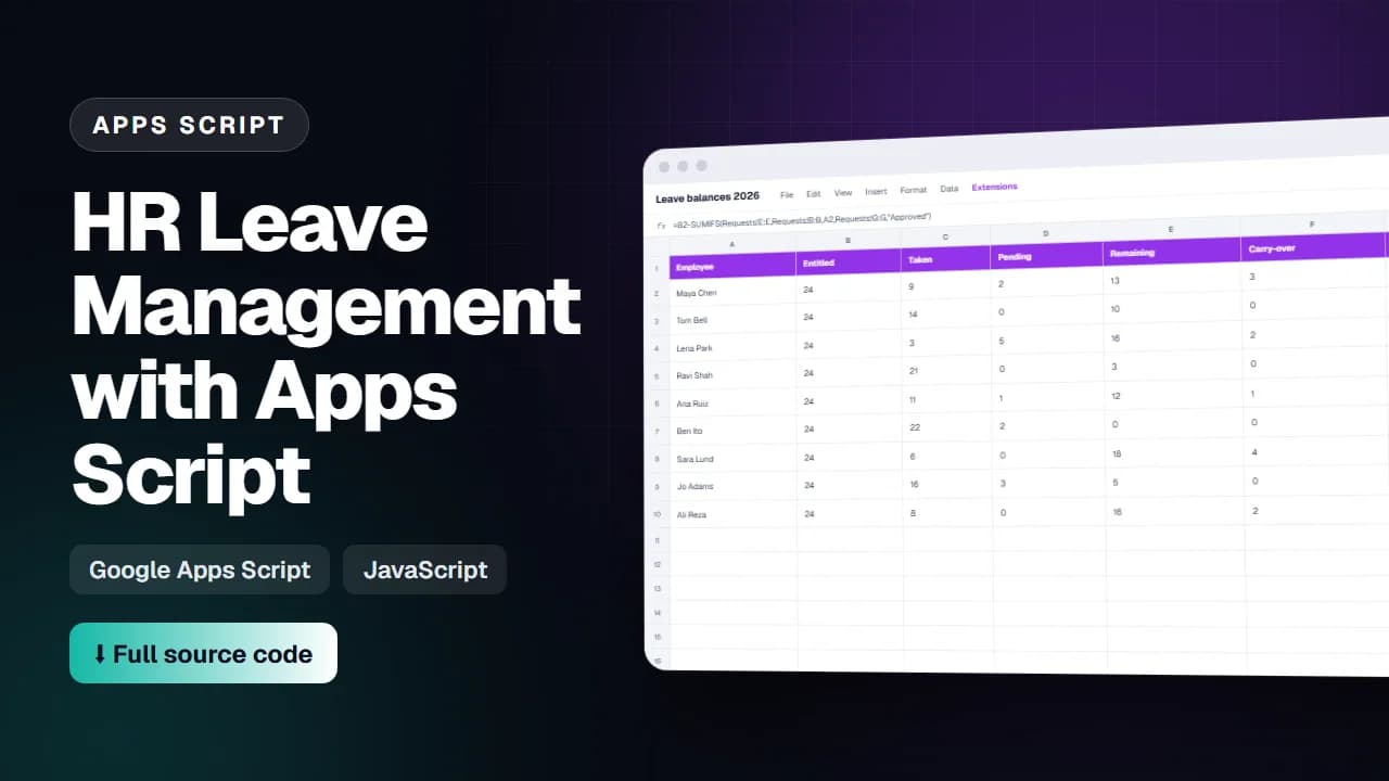 HR Leave Management with Apps Script tutorial thumbnail